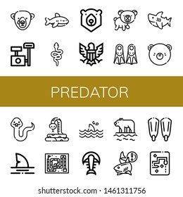 Set of predator icons such as Bear, Scratching post, Shark, Snake, Eagle, Fins, Fossil, Polar bear , predator