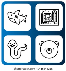 Set of predator icons such as Shark, Snake, Bear , predator
