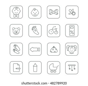 Set Of  Pregnancy, Baby Care, Child And New Born Icons