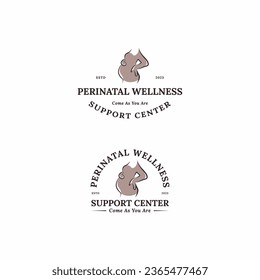 set pregnancy, perinatal, postpartum, motherhood wellness healthcare and medical support center logo design inspiration