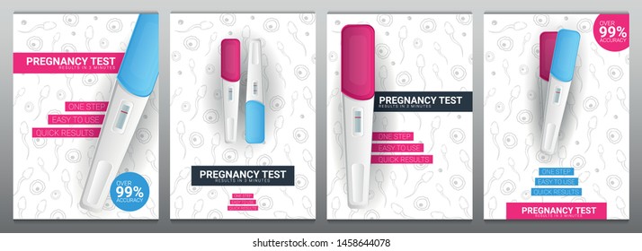 Set of Pregnancy Test banners with hand draw background