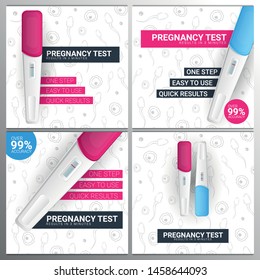 Set of Pregnancy Test banners with hand draw background