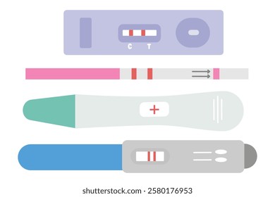Set of Pregnancy test. Flat style design element set. Suitable for clip art, stickers, flat design illustration, etc
