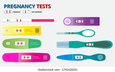 set of pregnancy test kit or positive negative pregnancy result test. eps 10 vector