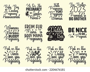 Set of pregnancy  t-shirt design  