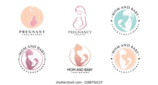 Set pregnant logo design with creative element Premium Vector part 2