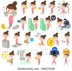 A set Pregnant woman with concerning money and economy.
There are also actions on success and failure.
It's vector art so it's easy to edit.
