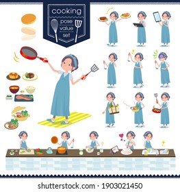A set of Pregnant Women about cooking.There are actions that are cooking in various ways in the kitchen.It's vector art so it's easy to edit.