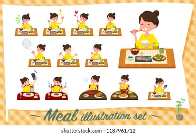 A set of Pregnant women about meals.Japanese and Chinese cuisine, Western style dishes and so on.It's vector art so it's easy to edit.