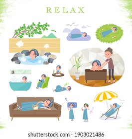 A set of Pregnant Women about relaxing.There are actions such as vacation and stress relief.It's vector art so it's easy to edit.