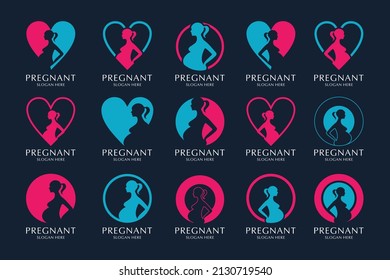 Set of pregnant women  logo design collection