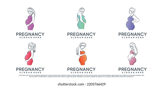 Set of pregnant women logo design bundle with creative concept