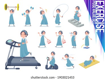 A set of Pregnant Women on exercise and sports.There are various actions to move the body healthy.It's vector art so it's easy to edit.