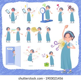 A set of Pregnant Women on inferiority complex.There are actions suffering from smell and appearance.It's vector art so it's easy to edit.
