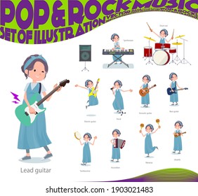 A set of Pregnant Women playing rock 'n' roll and pop music.There are also various instruments such as ukulele and tambourine.It's vector art so it's easy to edit.