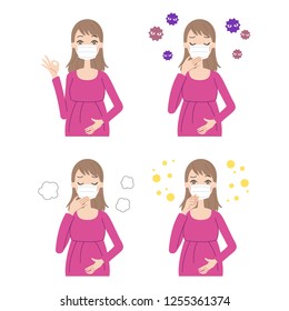 A set of pregnant women who mask.