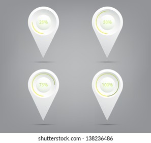 Set of  preloader / progress download buttons for websites (UI) or applications (app) for smartphones or tablets. Plastic style