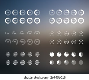 Set of preloaders bars over blurred background, flat style. User interface, mobile, smartphone, tablet, PC, technology. Simple and clean design