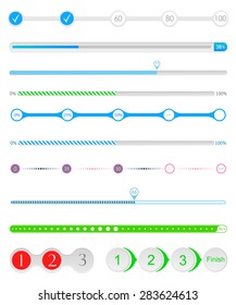 Set of Preloaders - for loading items. Progress loading icons. Downloading bars for web interface, sites and mobile application - Stock Vector
