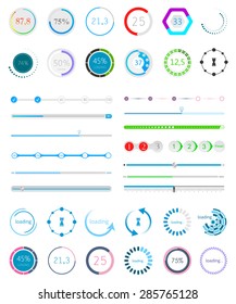 Set of Preloaders - for loading items. Progress loading icons. Downloading bars for web interface, sites and mobile application - Stock Vector