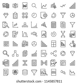 Set of premium analytic icons in line style. High quality outline symbol collection of data. Modern linear pictogram pack of statistics. Stroke vector illustration on a white background.