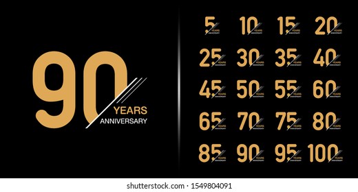 Set of premium anniversary logotype. Golden anniversary celebration emblem design for company profile, leaflet, magazine, brochure, web, banner, invitation or greeting card.