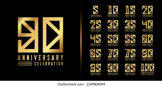 Set of premium anniversary logotype. Golden anniversary celebration emblem design for company profile, leaflet, magazine, brochure, web, banner, invitation or greeting card.