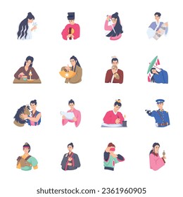 Set of Premium Asian People Flat Illustrations 

