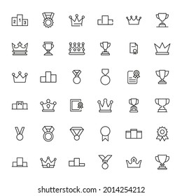 Set of premium award icons in line style. High quality outline symbol collection of achievement. Modern linear pictogram pack of cup. Stroke vector illustration on a white background.