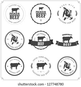 Set of premium beef labels, badges and design elements