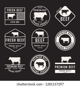 Set of premium beef labels, badges and design elements. Vector Illustration