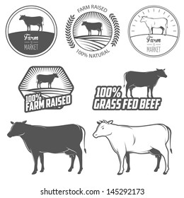 Set of premium beef labels, badges and design elements