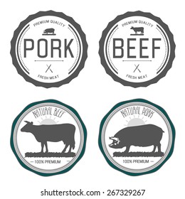 Set of premium beef labels, badges and design elements