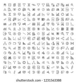 Set of premium big data icons in line style. High quality outline symbol collection of analysis. Modern linear pictogram pack of information. 