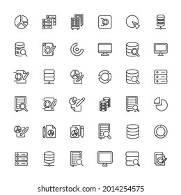 Set of premium big data icons in line style. High quality outline symbol collection of analysis. Modern linear pictogram pack of information.