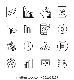 Conjunto de iconos de big data premium en estilo de línea. Colección de símbolos de esquema de alta calidad. Paquete de información sobre pictogramas lineales modernos.