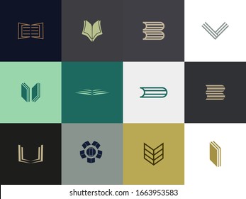 Set Of Premium Book Logo Design. Abstract Book Icon Vector Illustration