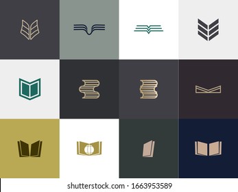set of Premium book logo design. Abstract book icon vector illustration
