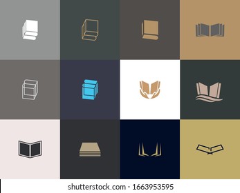 conjunto de diseños de logotipo de libro Premium. Icono de libro abstracto ilustración vectorial
