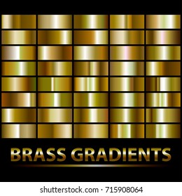 Set of premium brass gradient templates. Polished metal surface. Vector design