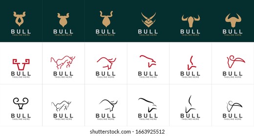set of Premium bull logo design. Abstract icon bull and cow design