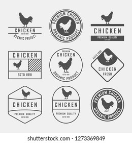 Set of premium chicken labels, badges and design elements. Vector Illustration. Chicken logo