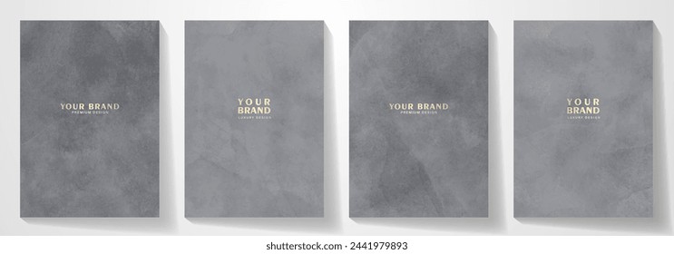 Conjunto de diseño de portada premium con textura gris para diseño de portada, invitación, póster, flyer, tarjeta de boda, invitación de lujo, vales prestigiosos, catálogo, folleto. Fondo de lujo.