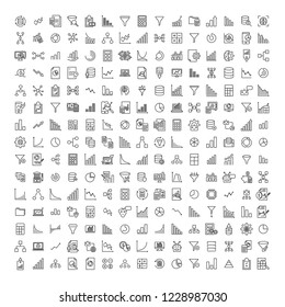 Set of premium data analytics icons in line style. High quality outline symbol collection of analysis. Modern linear pictogram pack of information. Stroke vector illustration on a white background.