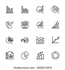 Set of premium diagram icons in line style. High quality outline symbol collection of graph. Modern linear pictogram pack of chart. Stroke vector illustration on a white background.