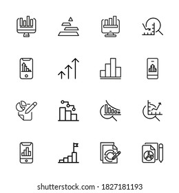 Set of premium diagram icons in line style. High quality outline symbol collection of graph. Modern linear pictogram pack of chart. Stroke vector illustration on a white background.