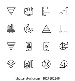Set of premium diagram icons in line style. High quality outline symbol collection of graph. Modern linear pictogram pack of chart. Stroke vector illustration on a white background.