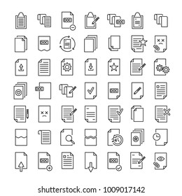 Set of premium document icons in line style. High quality outline symbol collection of file. Modern linear pictogram pack of period. Stroke vector illustration on a white background.