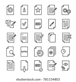 Set of premium document icons in line style. High quality outline symbol collection of file. Modern linear pictogram pack of period. Stroke vector illustration on a white background.