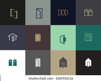 set of Premium door logo design. abstract door icon vector illustration